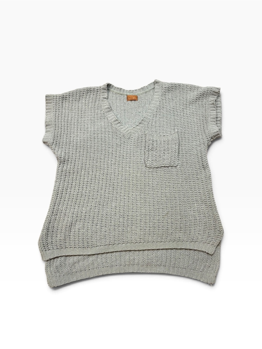 POL Clothing Womens Short Sleeve V-Neckline Knit Sweater Size Small Sage - Picture 6 of 12